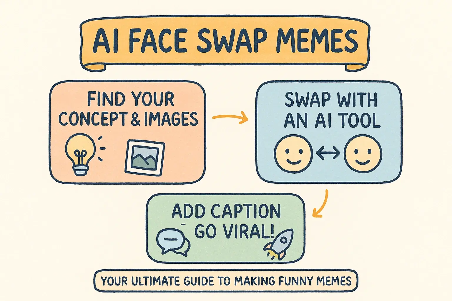 A colorful collage of funny AI face swap memes, featuring characters like Nicolas Cage on the Mona Lisa and a cat with a human face.
